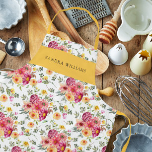 Elegante Trendy Bloemrijke Grace Typografie  Schort