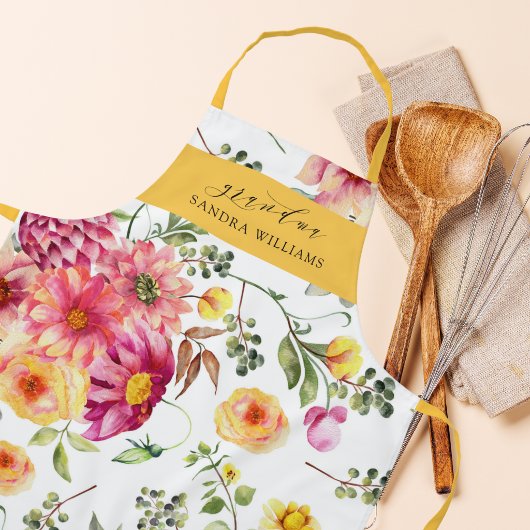 Elegante Trendy Bloemrijke Moeder Typografie Schort