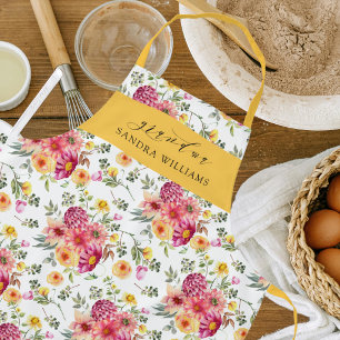 Elegante Trendy Bloemrijke Moeder Typografie  Schort
