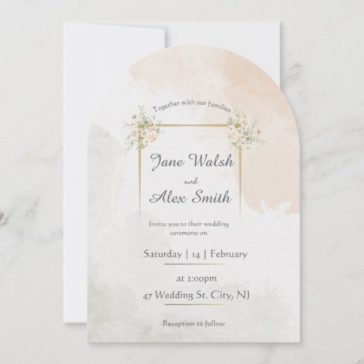 Elegante trendy bruiloft uitnodiging (Voorkant)