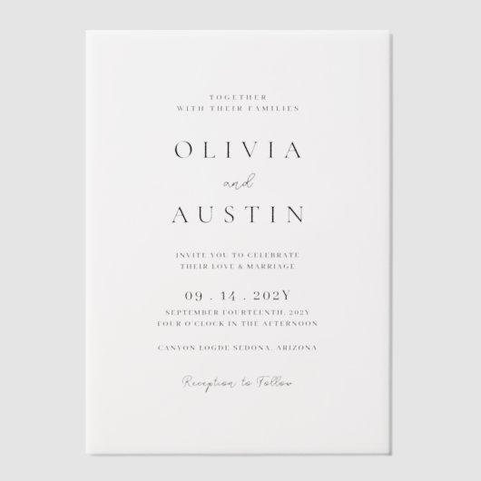 Elegante trendy bruiloft vellum uitnodigingen (Voorkant)