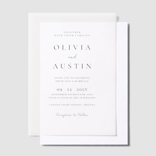 Elegante trendy bruiloft vellum uitnodigingen (Offset)