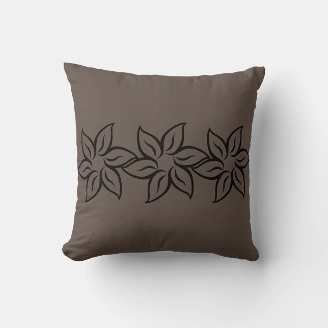Elegante Trendy Bruine Moderne Bloemige Kussen (Voorkant)