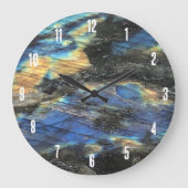 Elegante trendy chique labradorite kristallen stee grote klok (Voorkant)