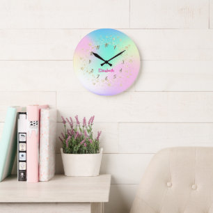 Elegante Trendy Confetti Holografisch Persoonlijk Grote Klok