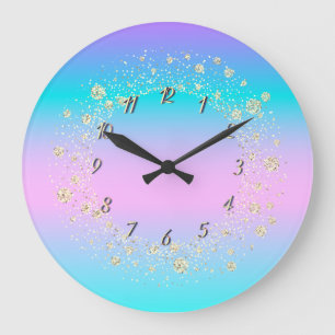 Elegante Trendy Confetti Ombre Holografisch Grote Klok