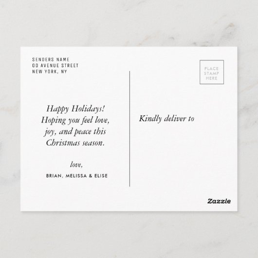 Elegante trendy familiefoto kerstkaart briefkaart (Achterkant)