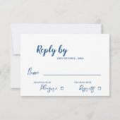 Elegante trendy geel blauw bloemen bruiloft RSVP kaartje (Achterkant)