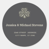 Elegante trendy gelukkige Ierse shamrock Classic R Ronde Sticker (Voorkant)