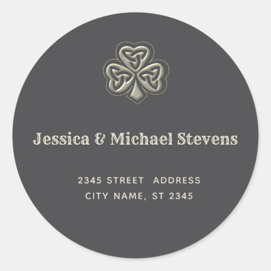 Elegante trendy gelukkige Ierse shamrock Classic R Ronde Sticker (Voorkant)