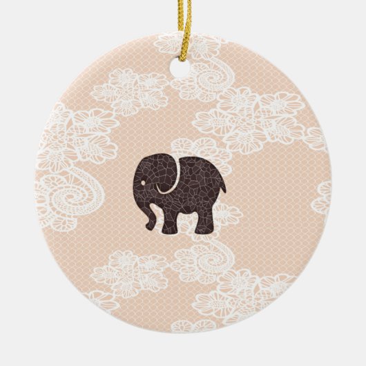 elegante trendy girly olifant lace keramisch ornament (Voorkant)