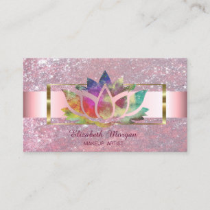 Elegante Trendy Glitter Streep Gouden Frame Lotus Visitekaartje