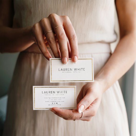 Elegante trendy gouden folie lijst minimal modern visitekaartje