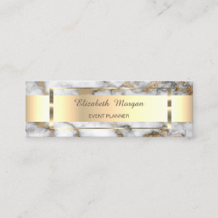 Elegante Trendy Gouden Streep Frame, Witte Marmer Mini Visitekaartje