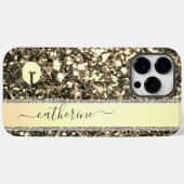 Elegante trendy grijze strip glitter monogrammed n Case-Mate iPhone case (Achterkant (horizontaal))