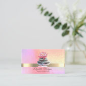 Elegante trendy holografische, goud, lotus, zen st visitekaartje (Staand voorkant)