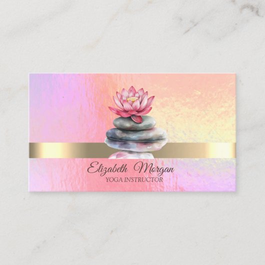 Elegante trendy holografische, goud, lotus, zen st visitekaartje (Voorkant)