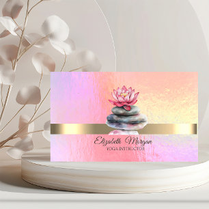 Elegante trendy holografische, gouden, lotus-, zen visitekaartje
