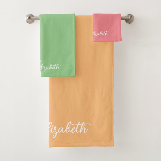Elegante Trendy Kleuren Script Naam Aangepaste Sja Bad Handdoek (Insitu)