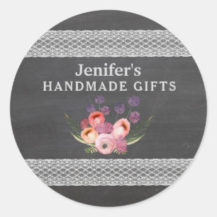 Elegante trendy  krijtbord kant waterverf ronde sticker