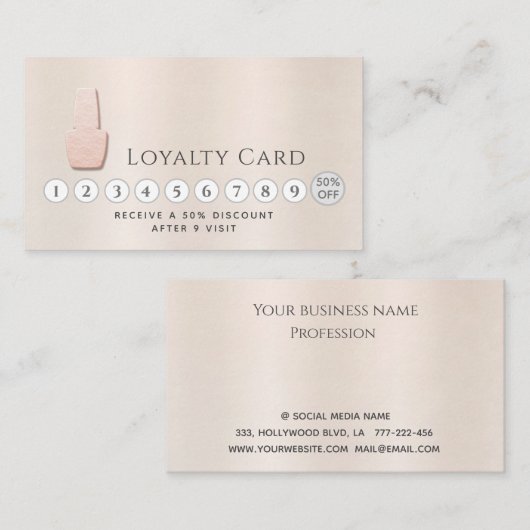 Elegante trendy luxe parelnagels klantenkaartje (Voorkant / Achterkant)