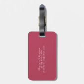 Elegante trendy magenta script naam gepersonalisee bagagelabel (Achterkant verticaal)