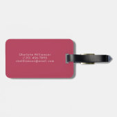 Elegante trendy magenta script naam gepersonalisee bagagelabel (Achterkant horizontaal)