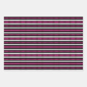 Elegante Trendy Magenta Zwart-wit Stripes Inpakpapier Vel (Voorkant)