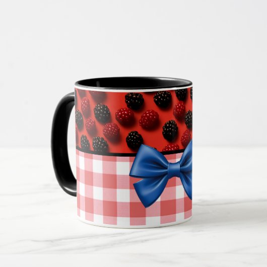 Elegante trendy moderne chique geruite bramen mok (Voorkant links)