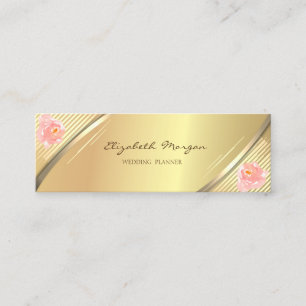 Elegante trendy, namaak gouden strepen, rozen mini visitekaartje