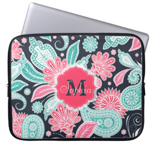 Elegante trendy Paisley bloemenpatroonillustratie Laptop Sleeve