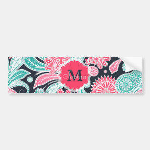 Elegante trendy paisley bloempatroon illustratie bumpersticker