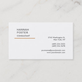 Elegante Trendy Plain White Consultant Manager Visitekaartje