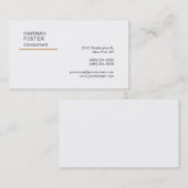 Elegante Trendy Plain White Consultant Manager Visitekaartje (Voorkant / Achterkant)