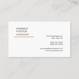Elegante Trendy Plain White Consultant Manager Visitekaartje
