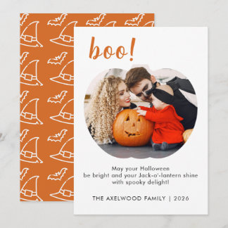 Elegante trendy pompoenvormige foto Halloween Feestdagenkaart