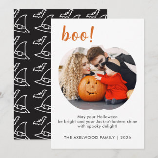Elegante trendy pompoenvormige foto Halloween Feestdagenkaart
