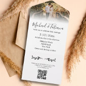 Elegante trendy QR code RSVP foto bruiloft All In One Uitnodiging