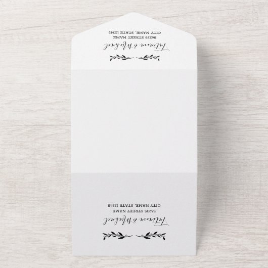 Elegante trendy QR code RSVP foto bruiloft All In One Uitnodiging (Buitenkant)