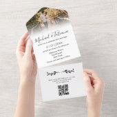 Elegante trendy QR code RSVP foto bruiloft All In One Uitnodiging (Afscheurbaar)