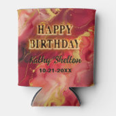 Elegante, trendy rode en gouden alcohol inkt koele blikjeskoeler (Voorkant)