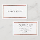 Elegante trendy roos gouden folie lijst minimal mo visitekaartje (Voorkant / Achterkant)
