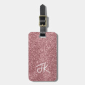 Elegante Trendy Roze Drip Glitter Monogrammed Naam Bagagelabel (Voorkant verticaal)