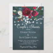 Elegante trendy rustieke winter bloemenkoppels dou kaart (Voorkant)