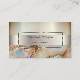 Elegante trendy streep zilveren frame, parelmoer visitekaartje