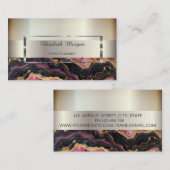 Elegante trendy streep zilveren Lijst, Bourgogne m Visitekaartje (Voorkant / Achterkant)