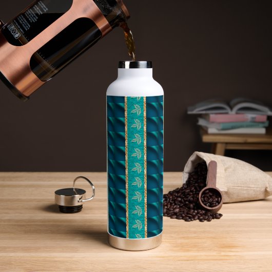 Elegante trendy turquoise waterfles (Koffie (Gedraaid) )
