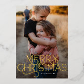 Elegante trendy typografie VROLIJKE KERSTFOTO Folie Feestdagenkaart (Voorkant)