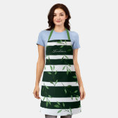 Elegante trendy Waterverf bladeren + strepen Schort (Gedragen)