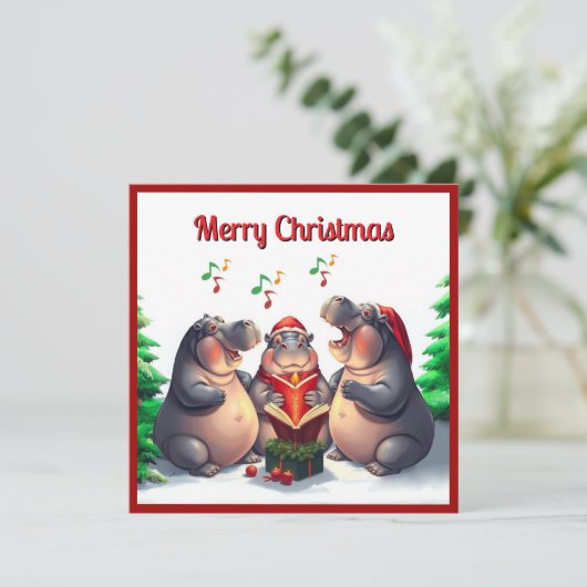 Elegante trendy waterverf dennenbomen kerstliedjes feestdagenkaart (Staand voorkant)